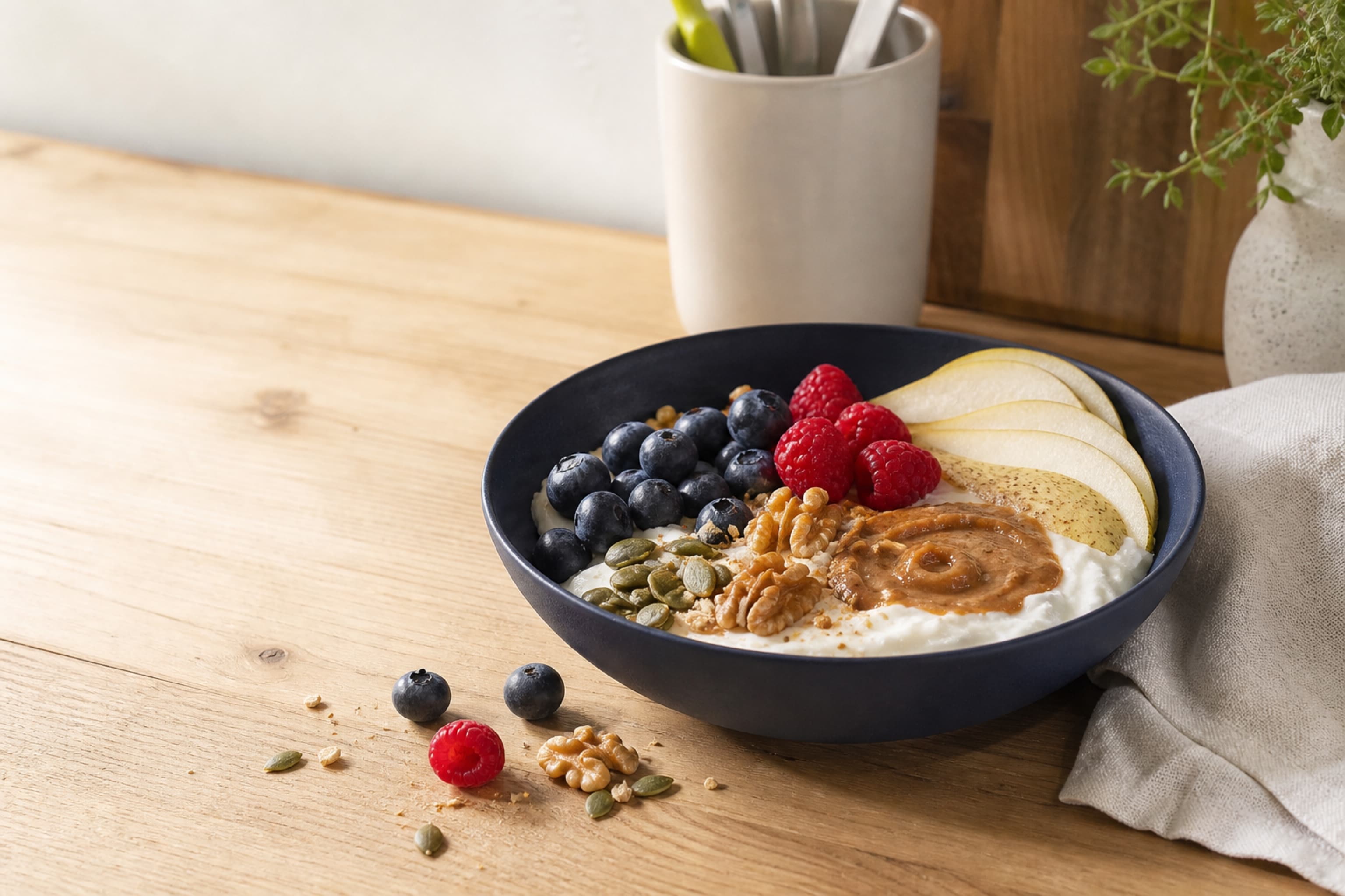Proteinreiches Frühstück in natürlicher allesprotein.de Bildwelt
